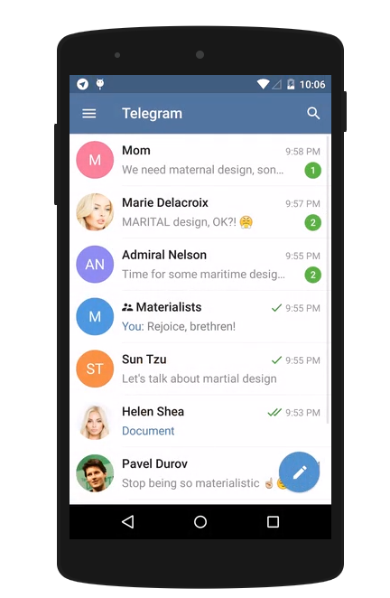 适用于安卓系统的 Telegram 2.0：Material Design(图2)