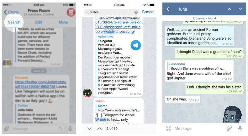 新版 Telegram应用内媒体播放和聊天搜索功能！(图3)