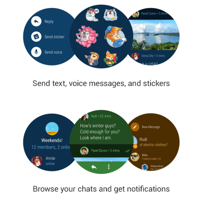 适用于 Android Wear 2.0 的 Telegram(图2) 适用于 Android Wear 2.0 的 Telegram(图2)