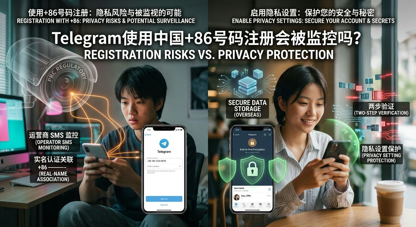 Telegram使用中国+86号码注册会被监控吗?